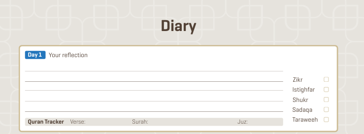 The Diary in your Ramadan Planner PDF